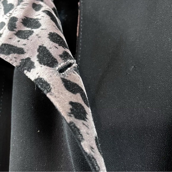 Vtg Rainshedder Leopard Print Trim Buttoned Trench Coat Jacket Black Gray Size 8 - Picture 5 of 8